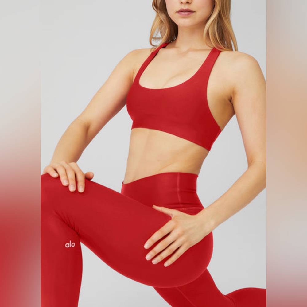 Alo Yoga Airlift Red Leggings and Bra Xs S Current Collection